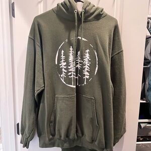 Forest Green Hoodie with Tree Design